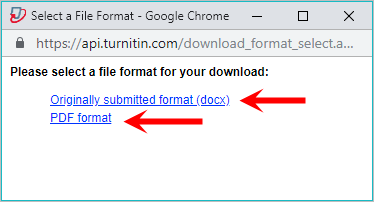 the originally submitted link and PDF link are highlighted