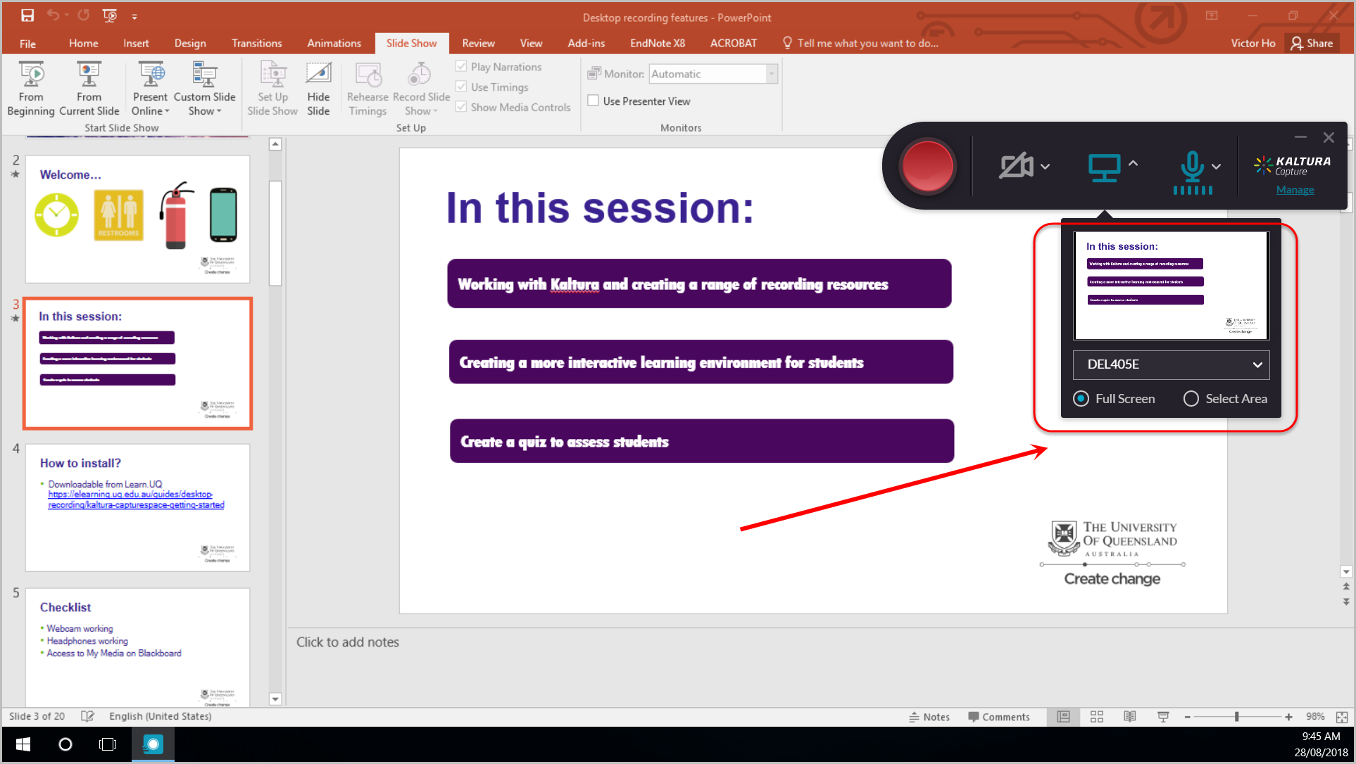 how to upload powerpoint presentation to kaltura