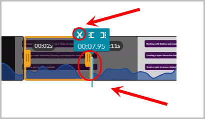 second split on timeline and split icon