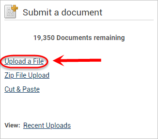 the upload a file link is highlighted