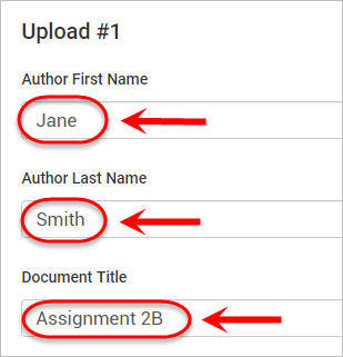 the first name, last name and title are highlighted