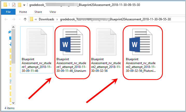 File explorer with example documents circled.