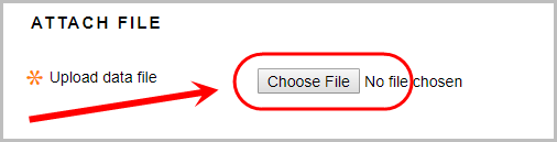 Attach file section with the choose file button circled.