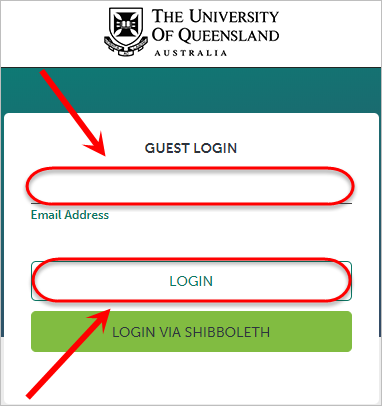 Email address field circled and login button circled.