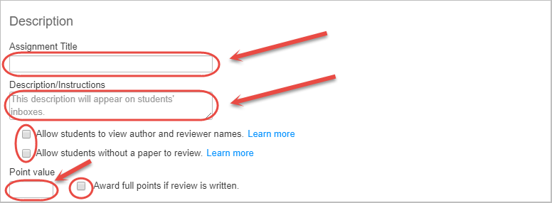 description settings