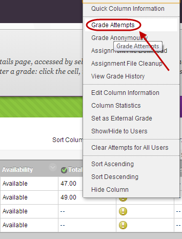 click on grade attempts