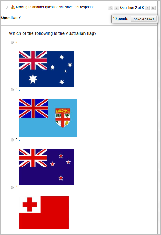multiple choice question with images, Which of the following is the Australian flag? answer: a, b, c or d