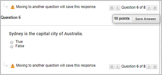either/or question, Sydney is the capital city of Australia. Answer: True, False