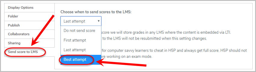 Send score to LMS