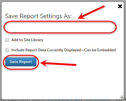 Save report settings as textbox circled as well as the save report button.