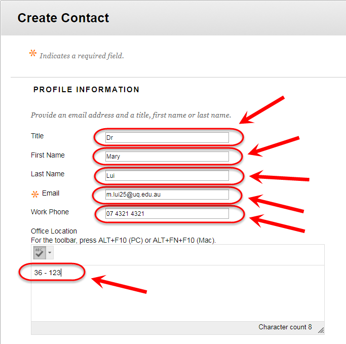 Create contact settings page