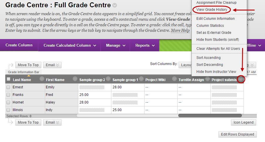 click view grade history 