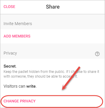 change privacy button