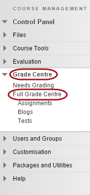 click on full grade centre