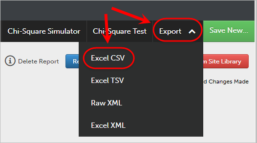 Export circled and Excel CSV circled.