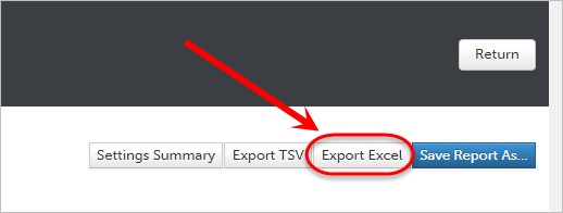 Export excel button circled.