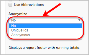 Anonymize drop-down list circled.
