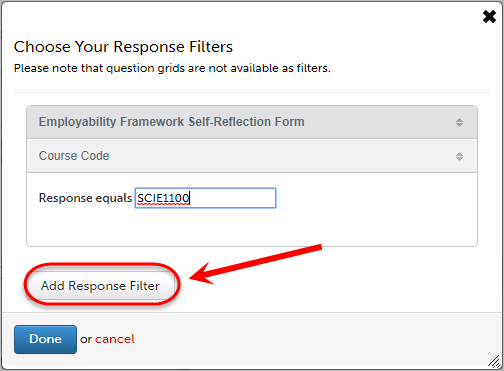 Add response filter button circled.
