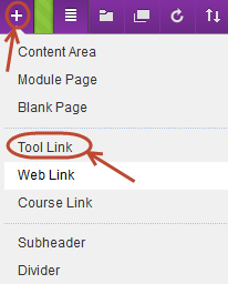 Drop down menu with tool link circled