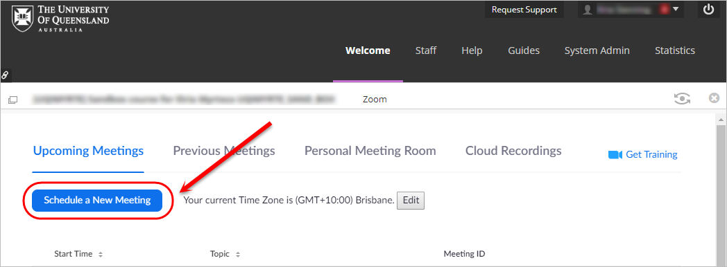 schedule new meeting button