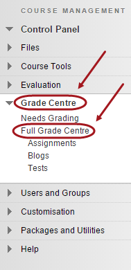 clcik on grade centre