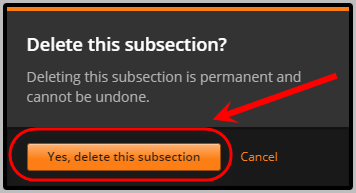 yes, delete this subsection button selected