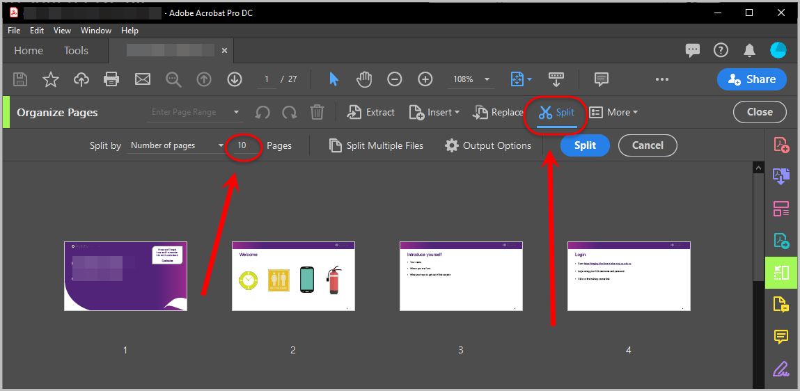 split option selected, split by textfield selected