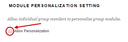 Module personalisation settings