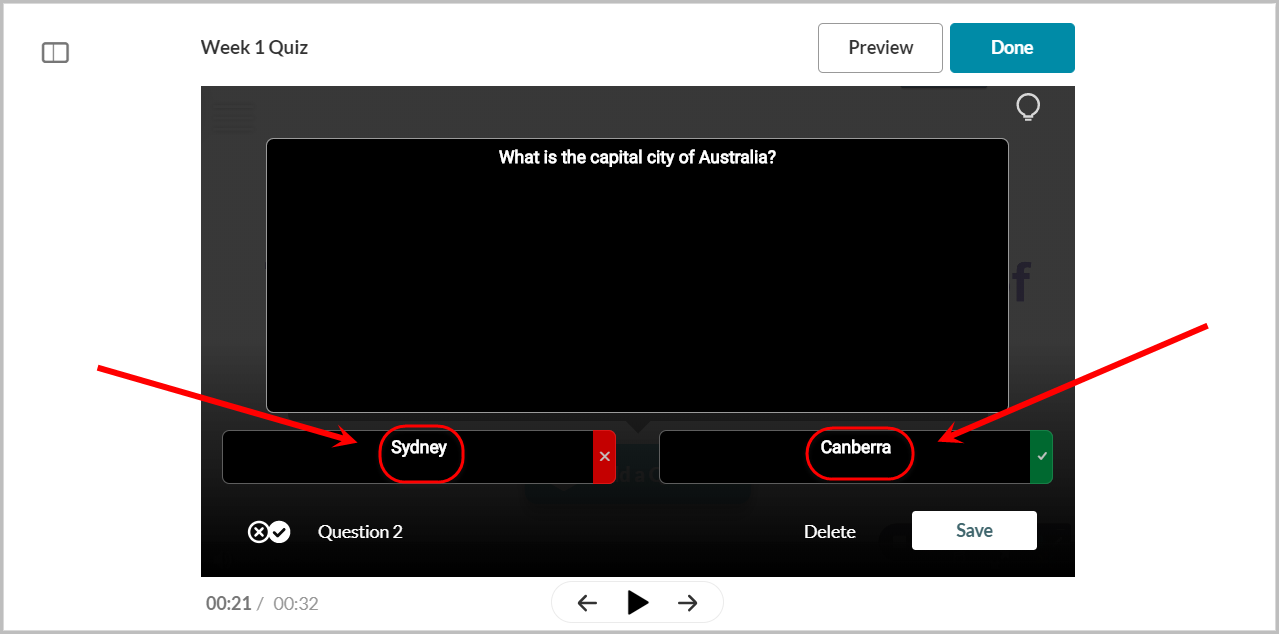 false and true responses replaced with sydney and canberra respectively