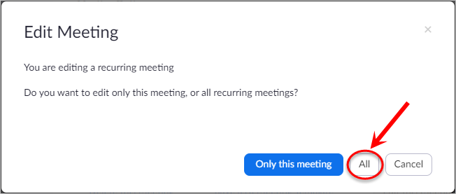 Only this meeting and All buttons circled