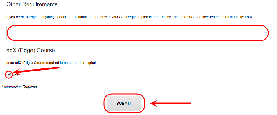 text field with edx (edge) copy required selected