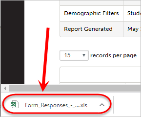 Downloaded excel spreadsheet circled