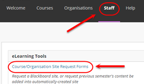staff tab and course request form