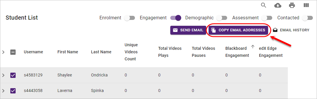 copy email addresses