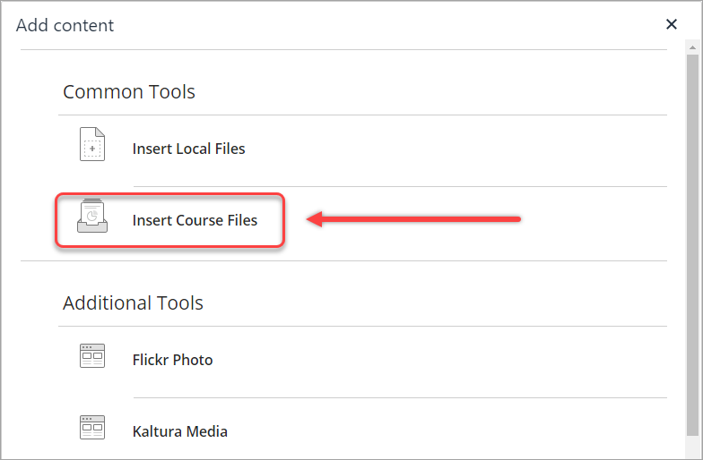 insert course files selected