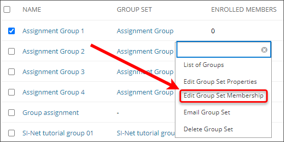 Edit Group Set Membership circled