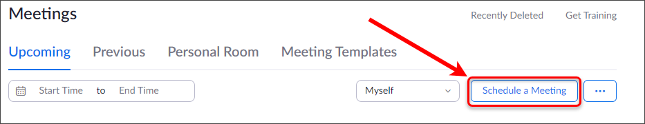 Schedule a meeting button circled
