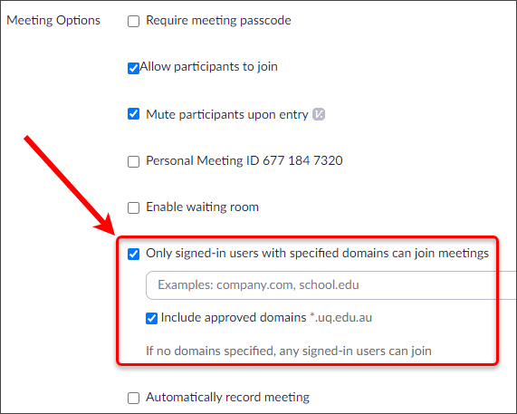 Domain settings circled