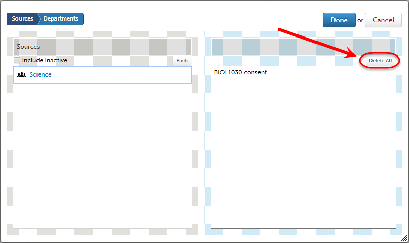 Delete all button circled.