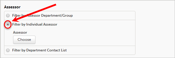 Radio button circled next to Filter by Individual Assessor.