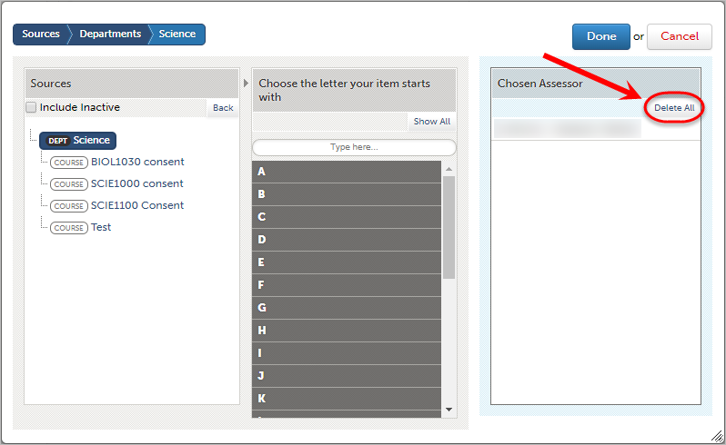 Delete all button circled.